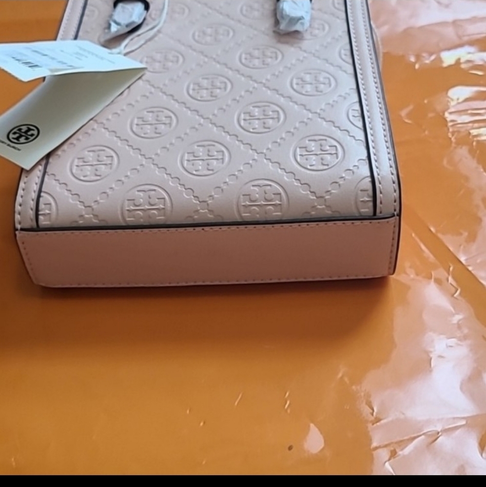 Nwt! Tory Burch Mini T Monogram Leather Tote/ Crosdbody Bag In Blush - Picture 6 of 6